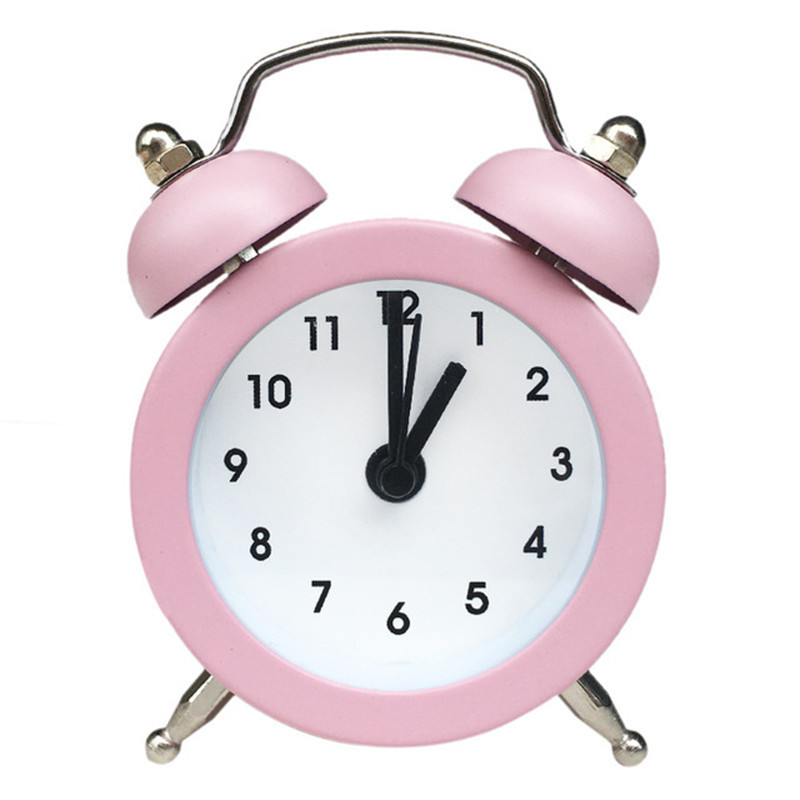 Mini Alarm Clock Electronic Round Number Double Bell Desk Table Digital Quartz Clock Home Decoration Retro Portable Cute Durable