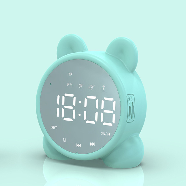 Mini Bluetooth Clock Speaker Alarm Clock Electronic Bell Desk Table Digital Clock Home Decoration Retro Portable Cute Durable