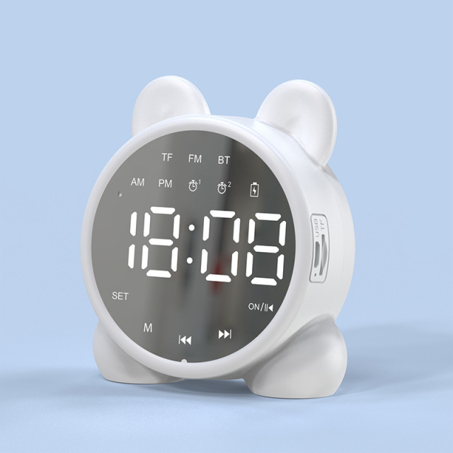 Mini Bluetooth Clock Speaker Alarm Clock Electronic Bell Desk Table Digital Clock Home Decoration Retro Portable Cute Durable