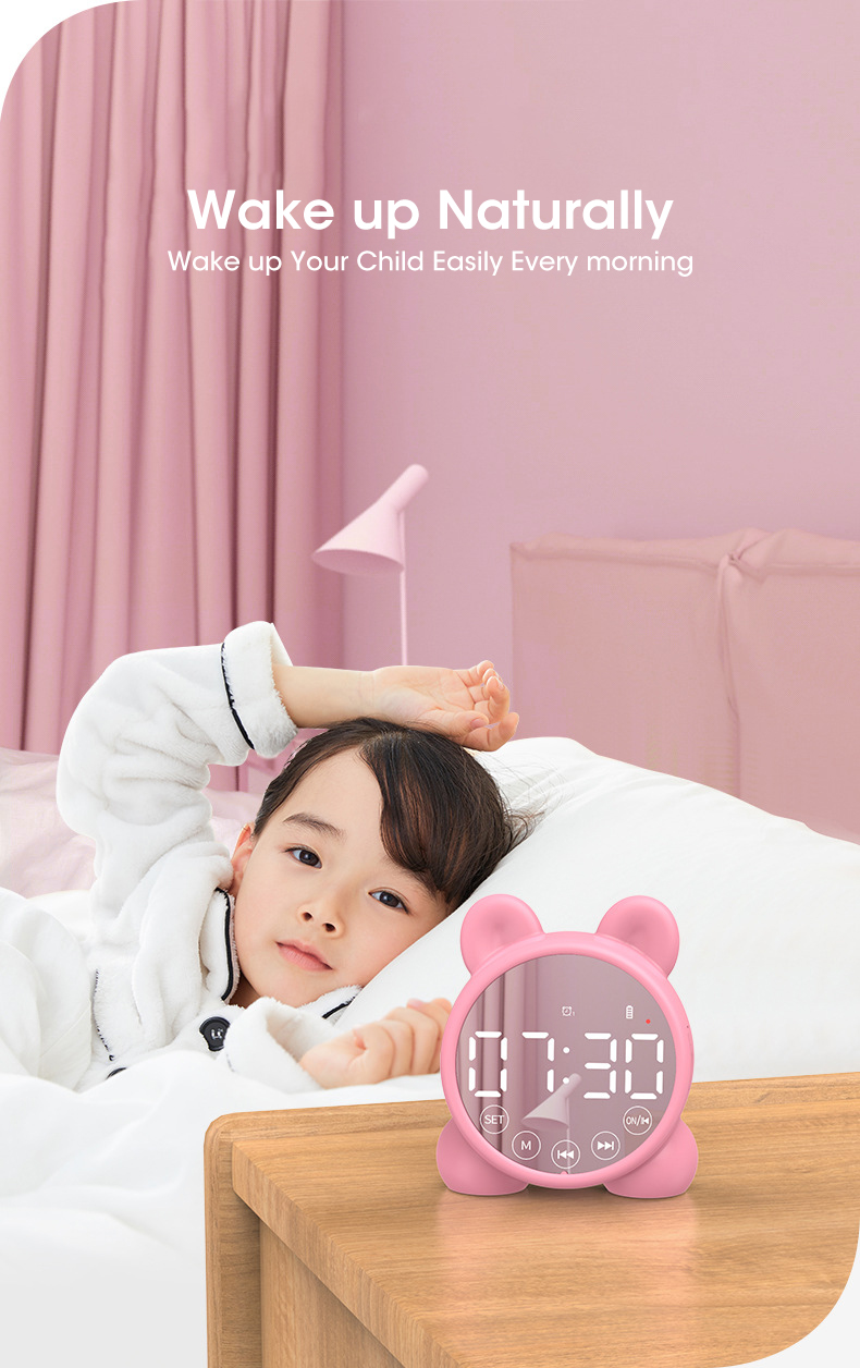 Mini Bluetooth Clock Speaker Alarm Clock Electronic Bell Desk Table Digital Clock Home Decoration Retro Portable Cute Durable