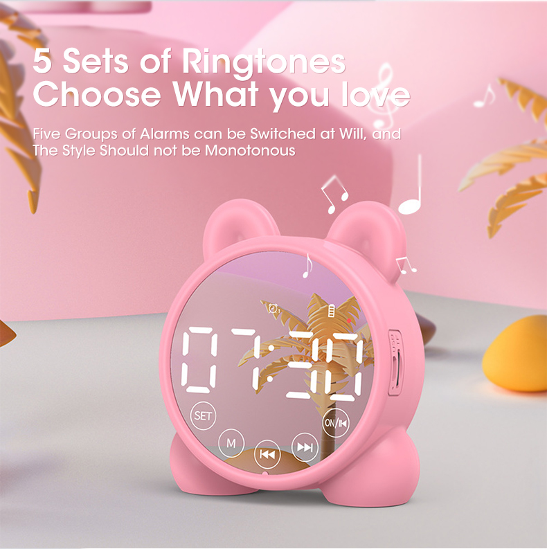 Mini Bluetooth Clock Speaker Alarm Clock Electronic Bell Desk Table Digital Clock Home Decoration Retro Portable Cute Durable