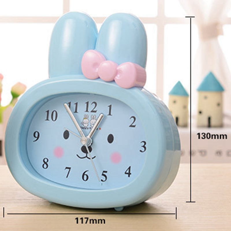 Cute Rabbit Bedside Creative Mute Small Alarm Clock Children Desk Clock