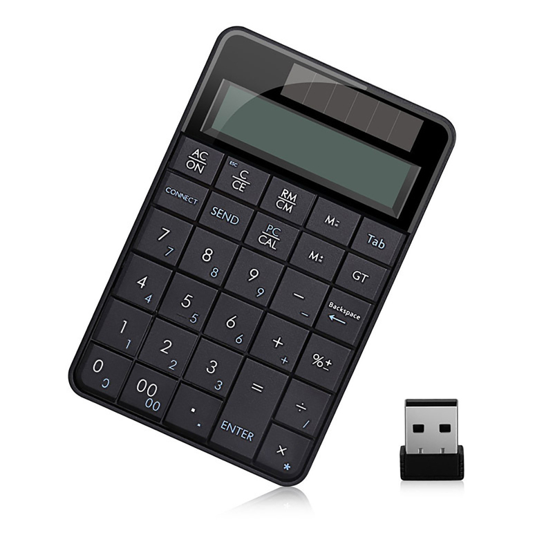 2021 Mini 2.4G Wireless Keyboard Calculator Computer PC Numeric Keypad 2 in 1 Smart USB Solar Calculator Wireless Keyboards