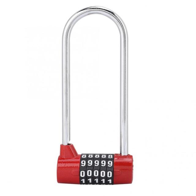 Zinc Alloy Bike U-Shape Anti-Theft Lock Combination Digit Password Code Door Lock Extra Long Cabinet Door Padlock For Gym School