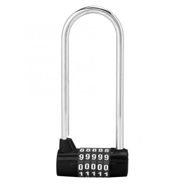 Zinc Alloy Bike U-Shape Anti-Theft Lock Combination Digit Password Code Door Lock Extra Long Cabinet Door Padlock For Gym School