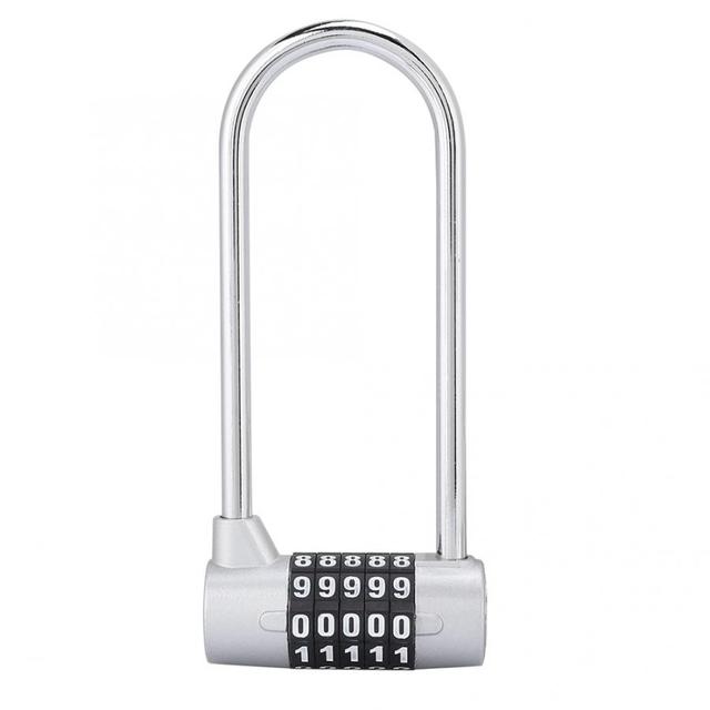Zinc Alloy Bike U-Shape Anti-Theft Lock Combination Digit Password Code Door Lock Extra Long Cabinet Door Padlock For Gym School