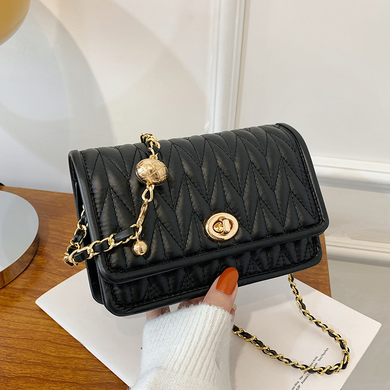 Chain fashion simple texture small square bag net red foreign style single shoulder messenger bag Handbags