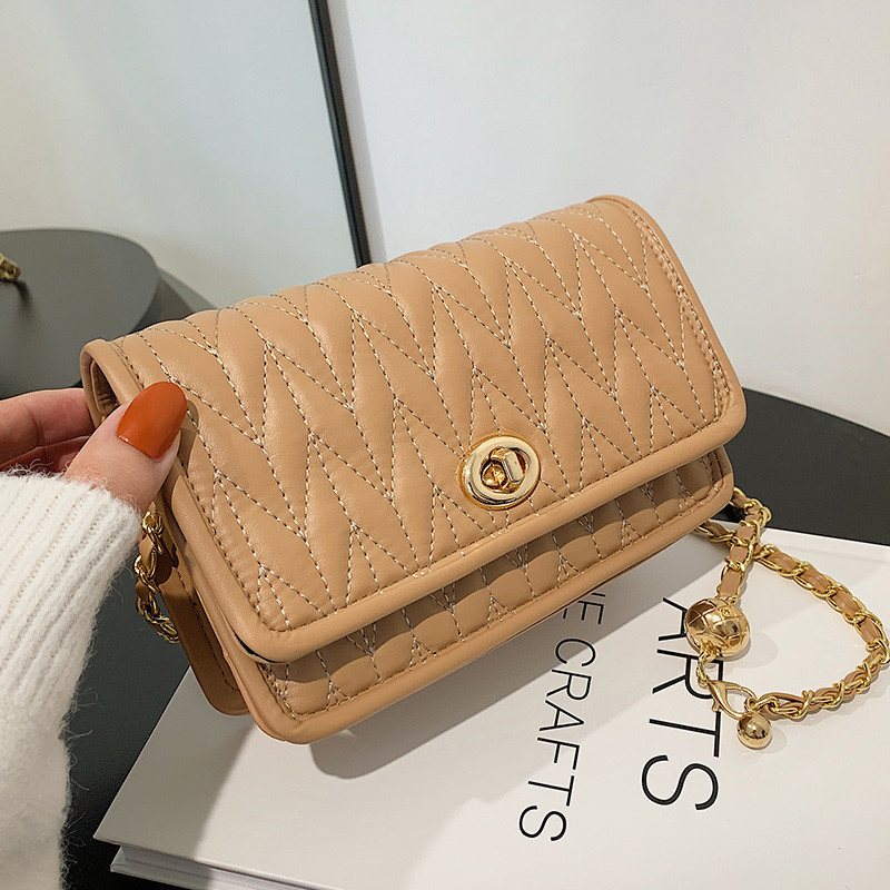 Chain fashion simple texture small square bag net red foreign style single shoulder messenger bag Handbags