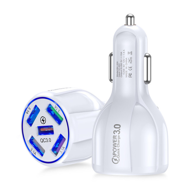 5 Port Fast Charging Car USB Charger For Xiaomi redmi note 10 pro Quick Charge 3.0 15A Charger Mobile Phone Charge in Car