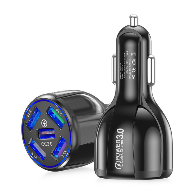 5 Port Fast Charging Car USB Charger For Xiaomi redmi note 10 pro Quick Charge 3.0 15A Charger Mobile Phone Charge in Car