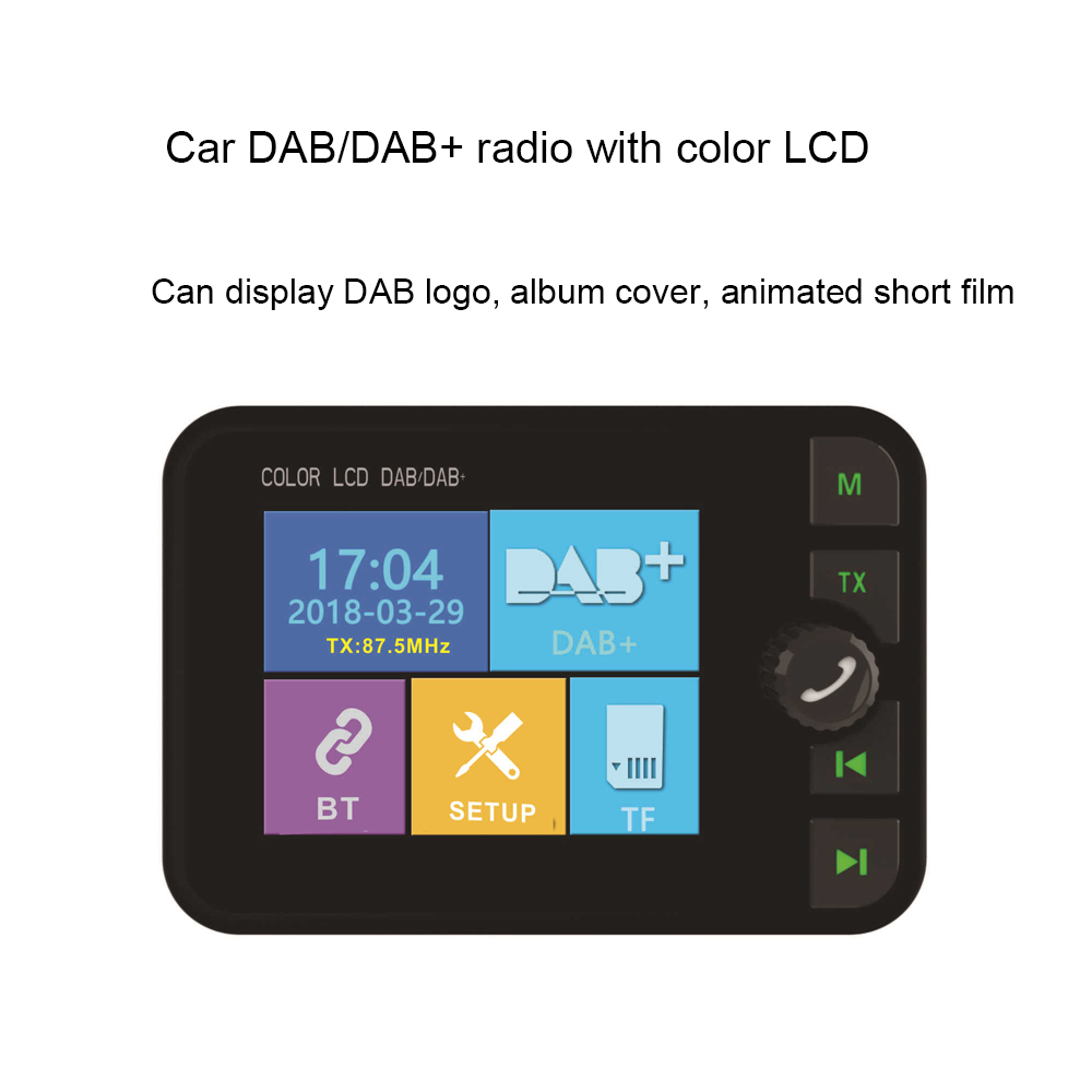 Car Digital DAB Radio Receiver FM Radio Bluetooth Transmitter Music Streaming FM DAV/DAB Tuner Broadcasting 3.5mm AUX output