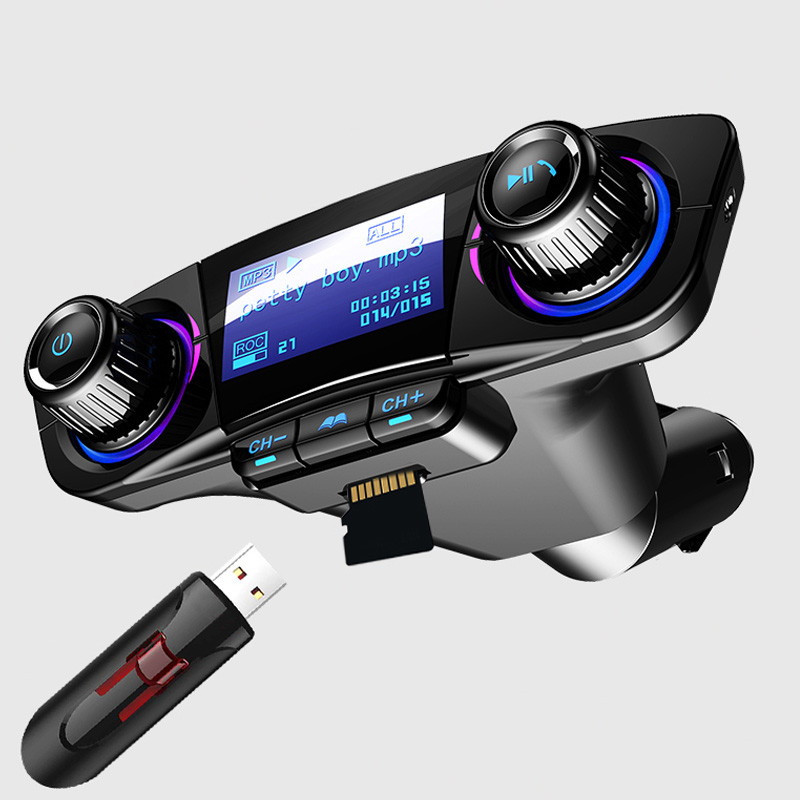 FM Transmitter Aux Modulator Bluetooth 5.0 Handsfree Car Kit Car Audio MP3 Player w/ Smart Charge Dual USB Car Charger