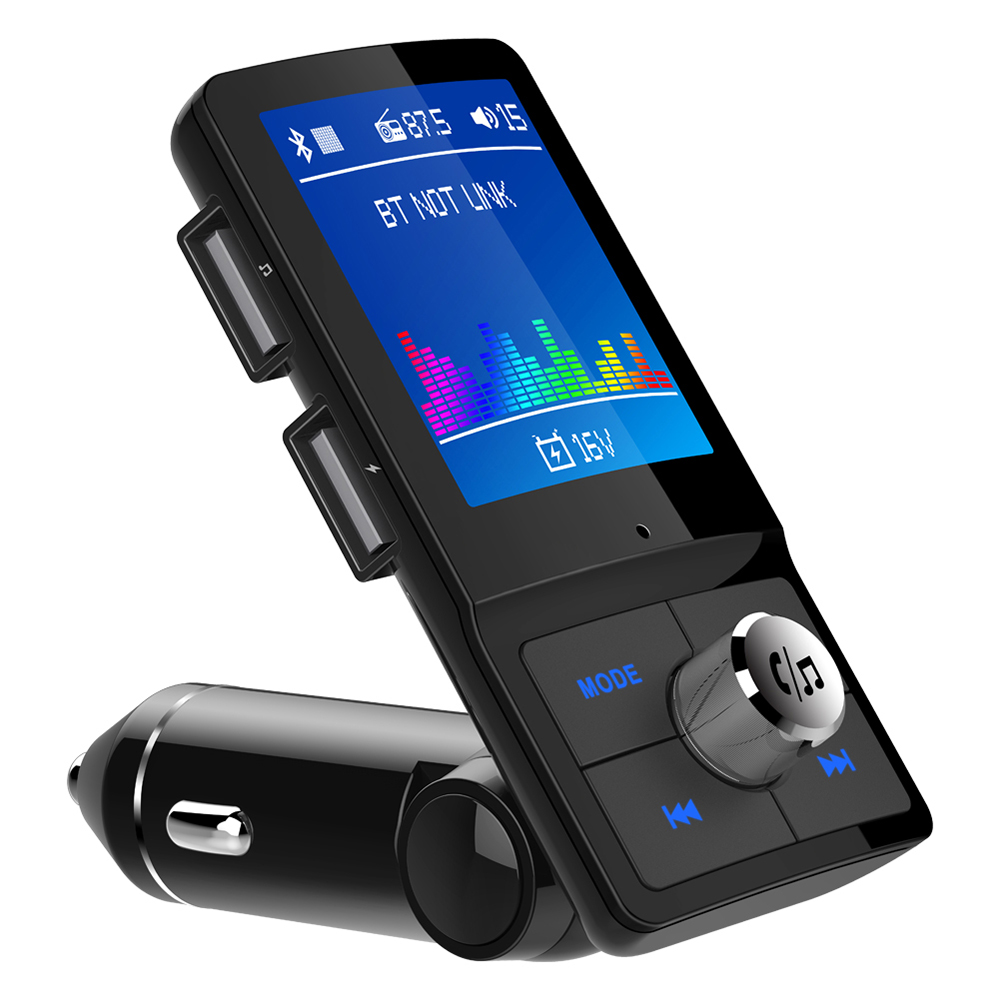 FM Bluetooth Dual USB Radio Modulator Car Transmitter Wireless Mp3 Player Hands Free Fast Charging USB Charger Car 1.8inch LED D