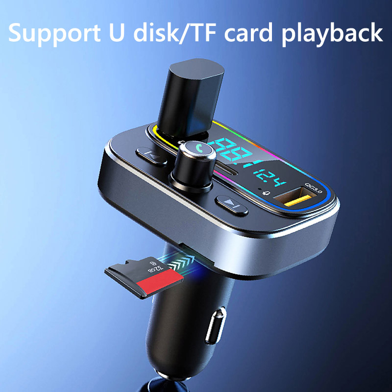 Bluetooth 5.0 FM Transmitter Car MP3 Player Dual USB QC3.0 PD20W Type C Fast Charger Handsfree Car Kit Support U Disk TF Card