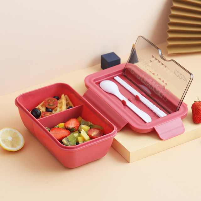 1100ml Microwave Lunch Box Portable 2 Layer Food Container Healthy Lunch Bento Boxes Lunchbox With Cutlery