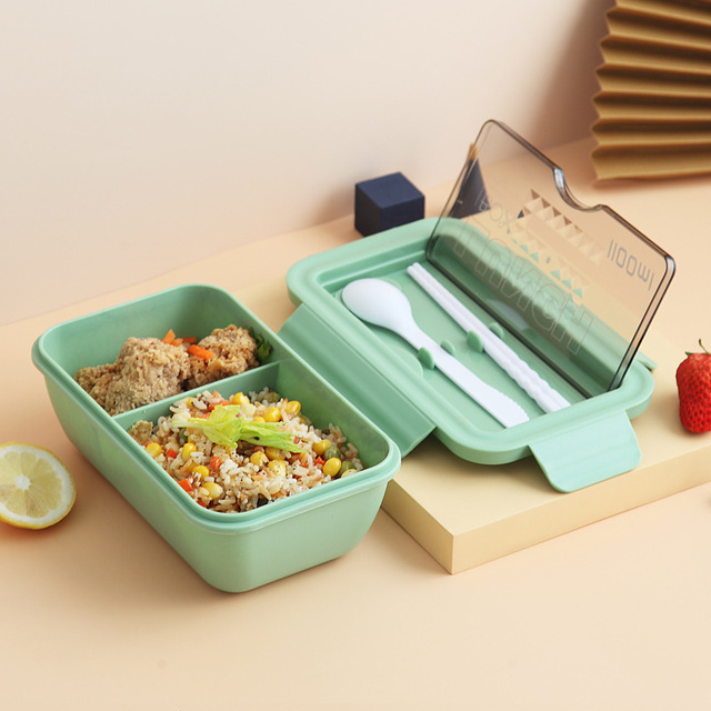 1100ml Microwave Lunch Box Portable 2 Layer Food Container Healthy Lunch Bento Boxes Lunchbox With Cutlery