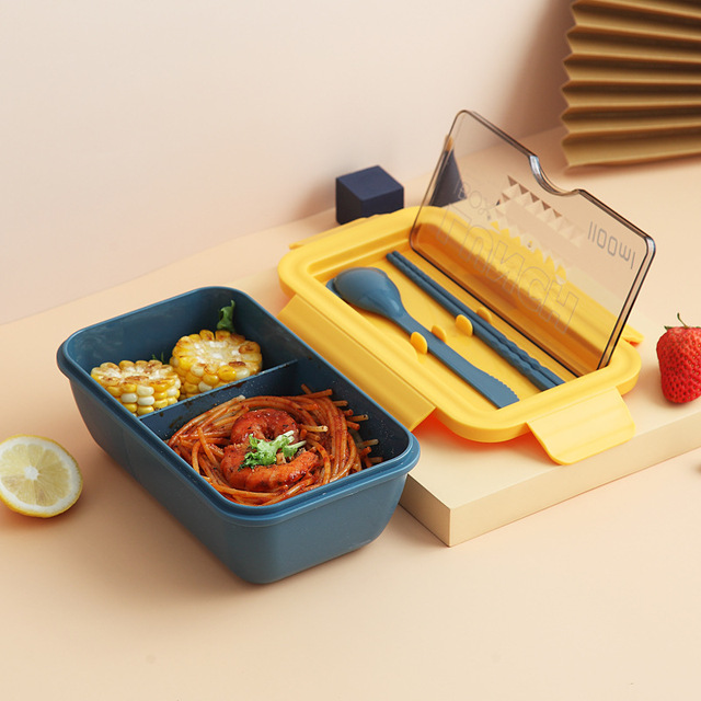 1100ml Microwave Lunch Box Portable 2 Layer Food Container Healthy Lunch Bento Boxes Lunchbox With Cutlery