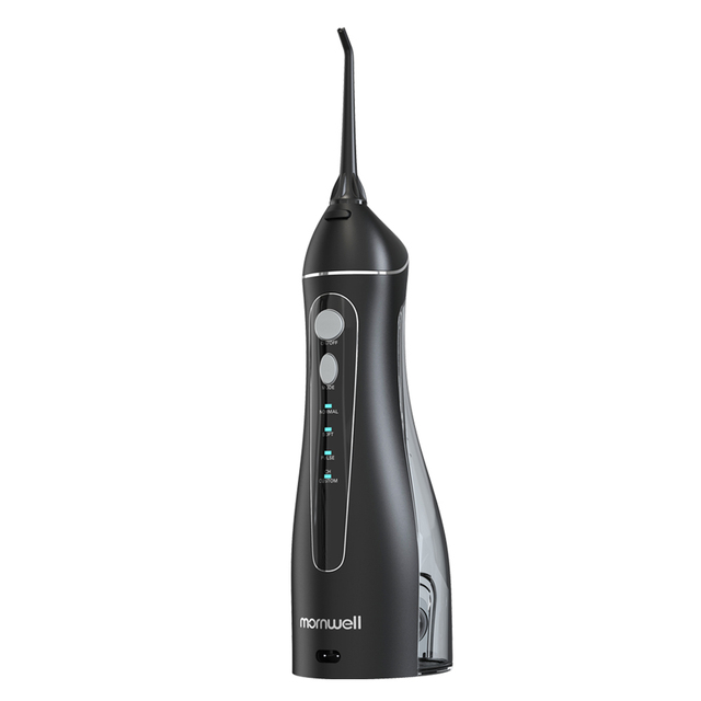 Mornwell Portable Oral Irrigator With Travel Bag Water Flosser USB Rechargeable 5 Nozzles Water Jet 200ml Water Tank Waterproof