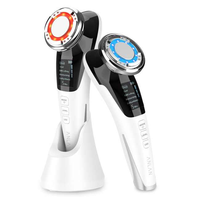Facial Massager LED light therapy Sonic Vibration Wrinkle Removal Skin Tightening Hot Cool Treatment Skin Care Beauty Device