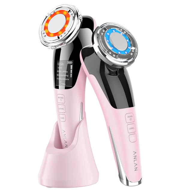 Facial Massager LED light therapy Sonic Vibration Wrinkle Removal Skin Tightening Hot Cool Treatment Skin Care Beauty Device