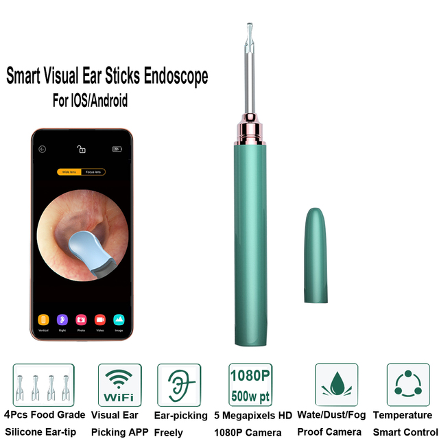 Smart Ear Cleaner Stick with Endoscope High Precision Wireless Earwax Remover Set Rechargeable Otoscope Cleaning Tools