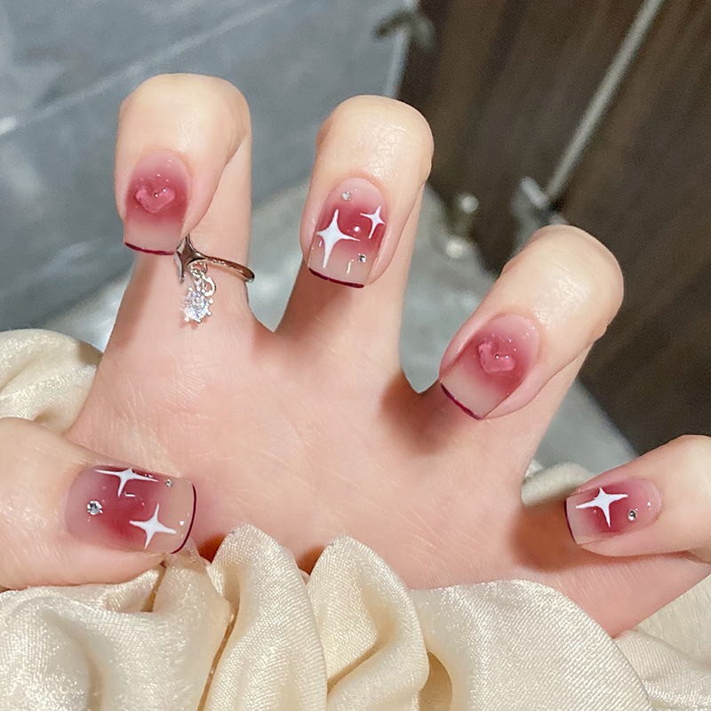 Light-sensing color-changing light-changing three-dimensional love diamond sparkling new short nail p