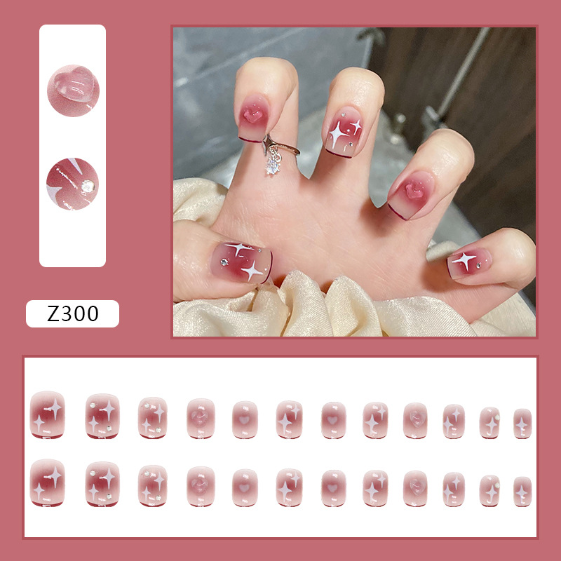 Light-sensing color-changing light-changing three-dimensional love diamond sparkling new short nail p