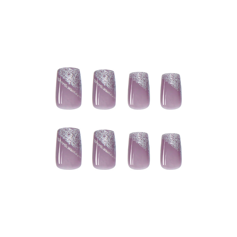 Removable purple manicure nail piece nail sticker nail sticker semi-oblique French manicure finished nail piece