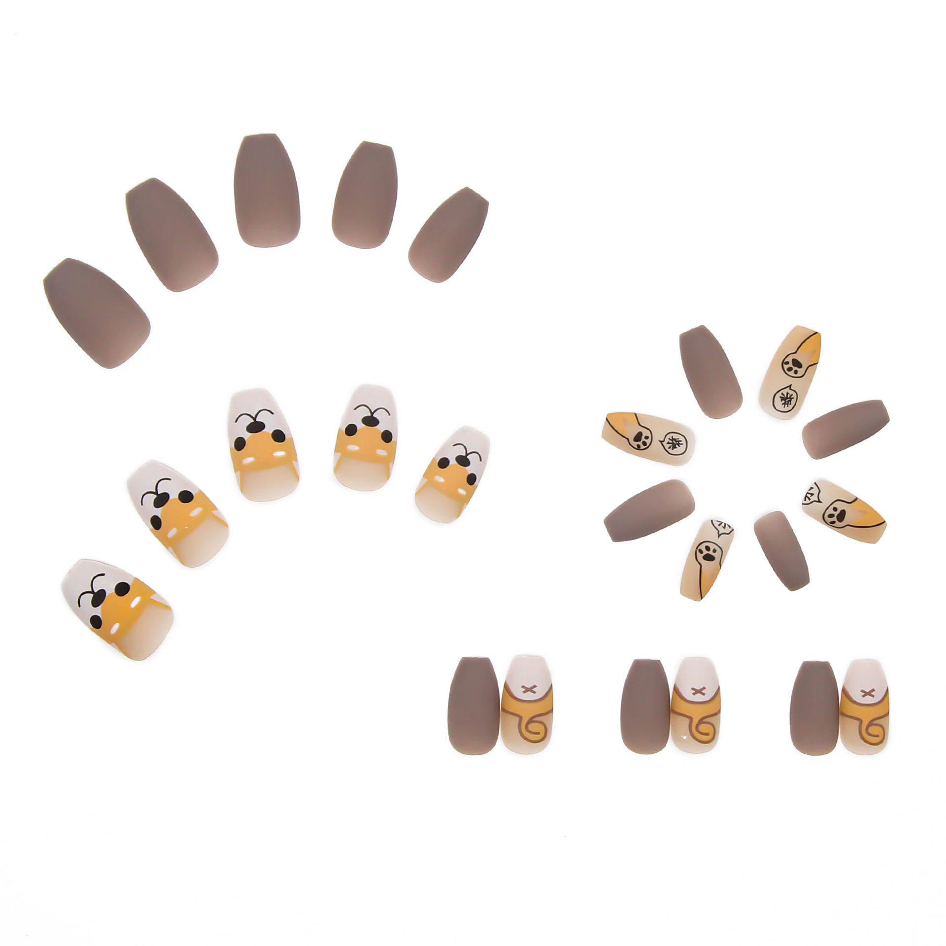 Cute puppy trapezoidal nails wearable nails detachable nail art