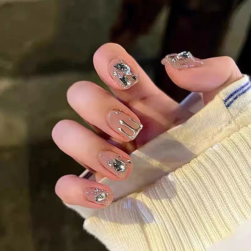 2022 new broken diamond manicure gentle high-quality texture detachable handmade manicure wearing short nail