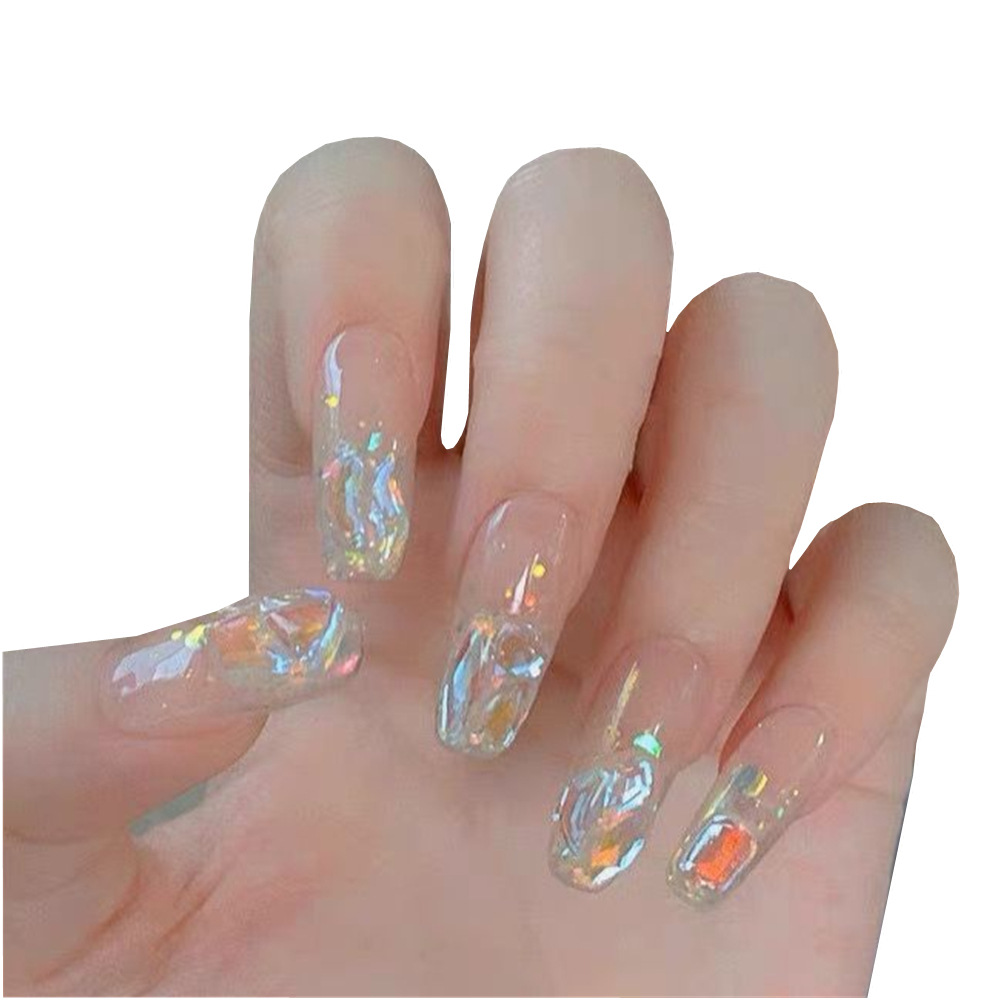2022 new broken diamond manicure gentle high-quality texture detachable handmade manicure wearing short nail