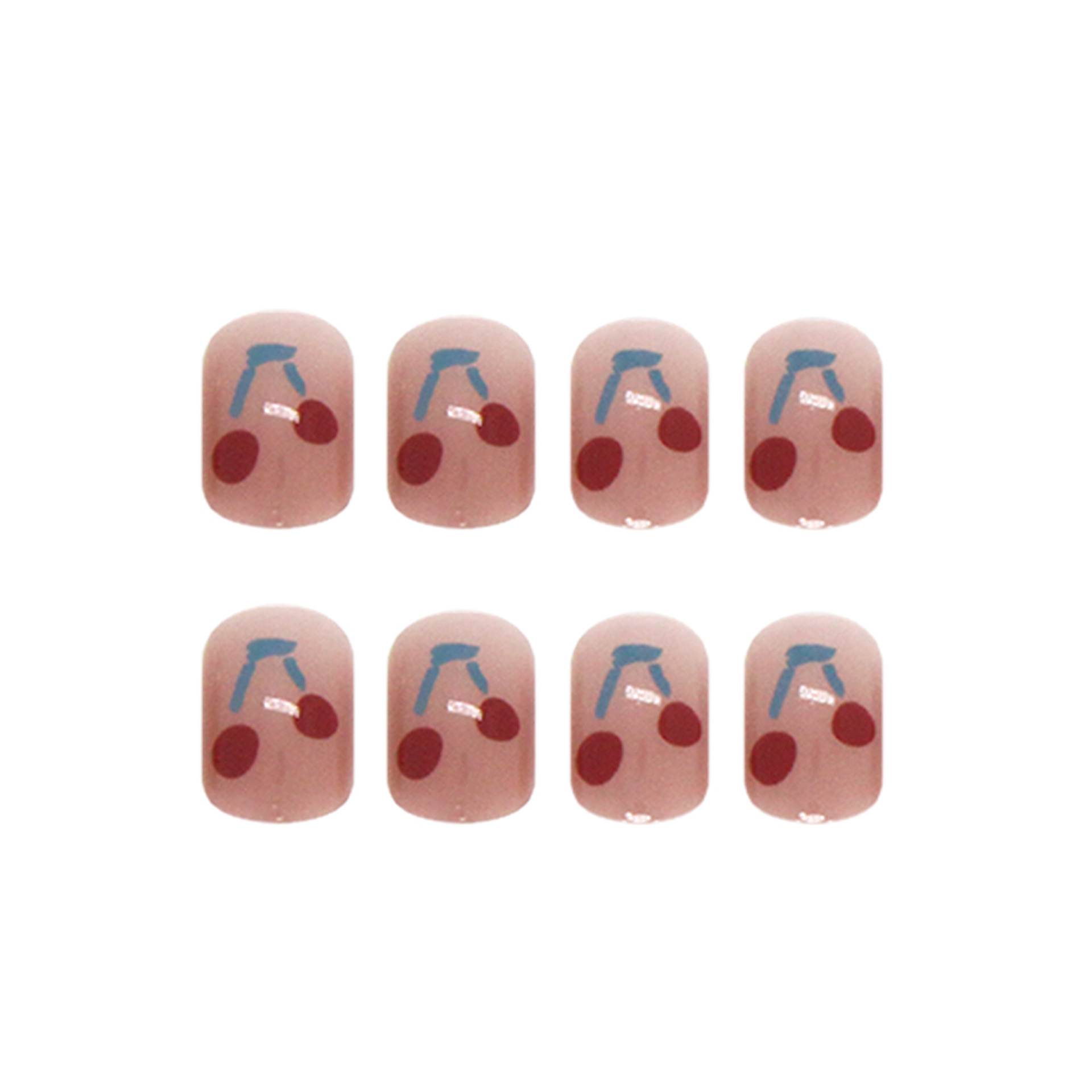 Nail Stickers Cute Cherry Lake Blue Color Versatile Removable Wearable Nail Art Fake Nails