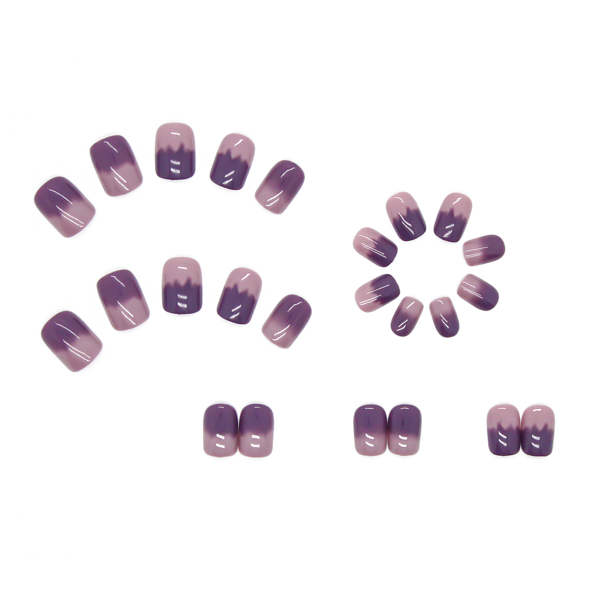 Wearable fake nails finished taro purple manicure gradient nail stickers detachable nail stickers short and simple