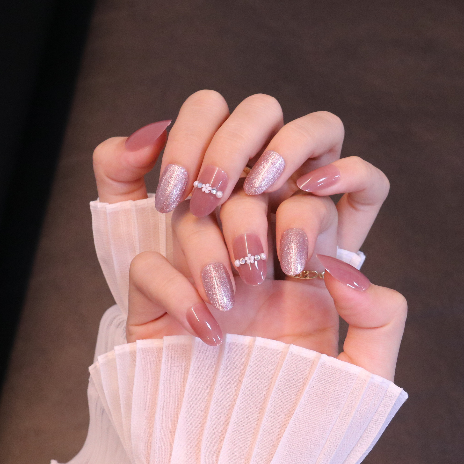 24pcs manicure patch finished spar cat's eye nail patch fake nail removal nail piece