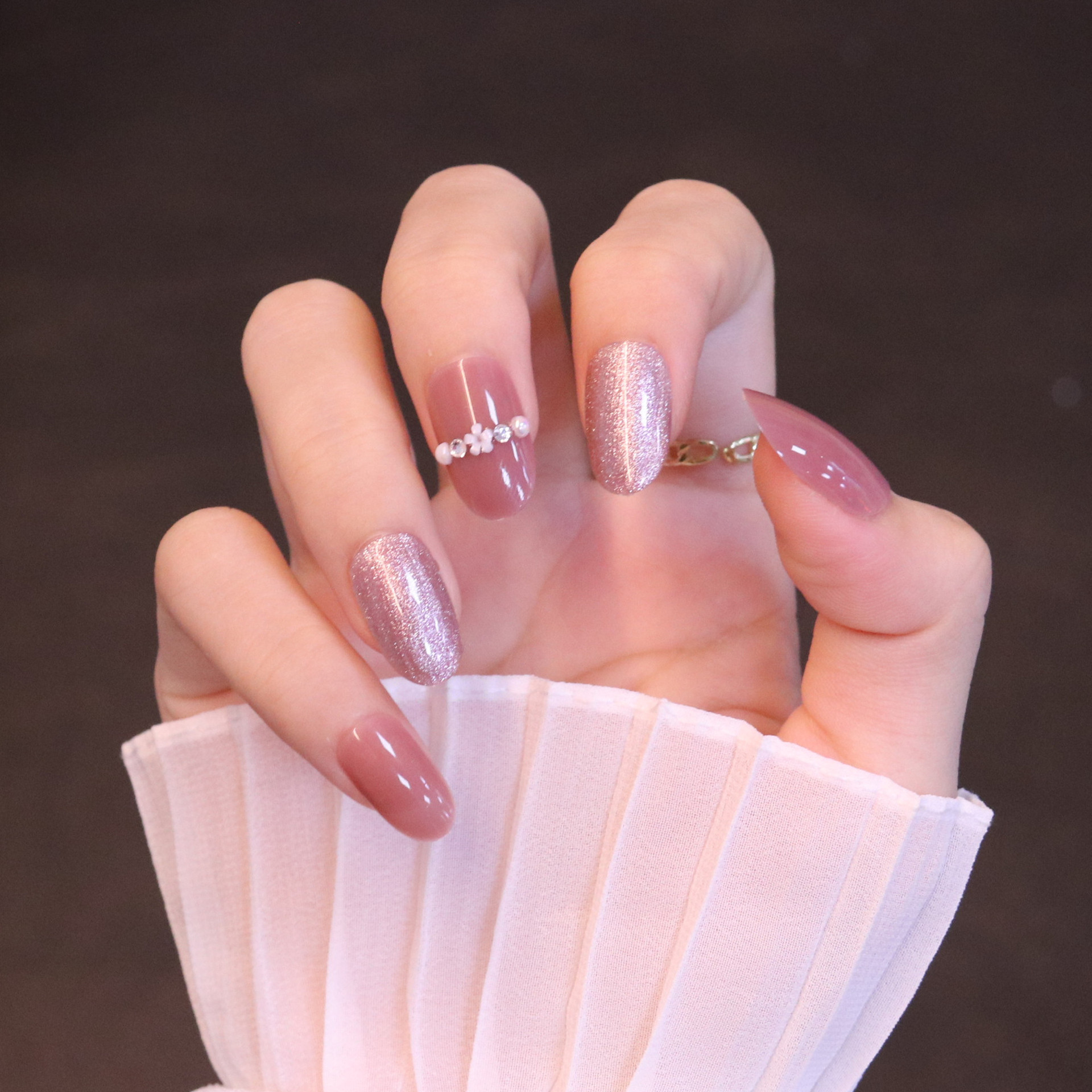 24pcs manicure patch finished spar cat's eye nail patch fake nail removal nail piece