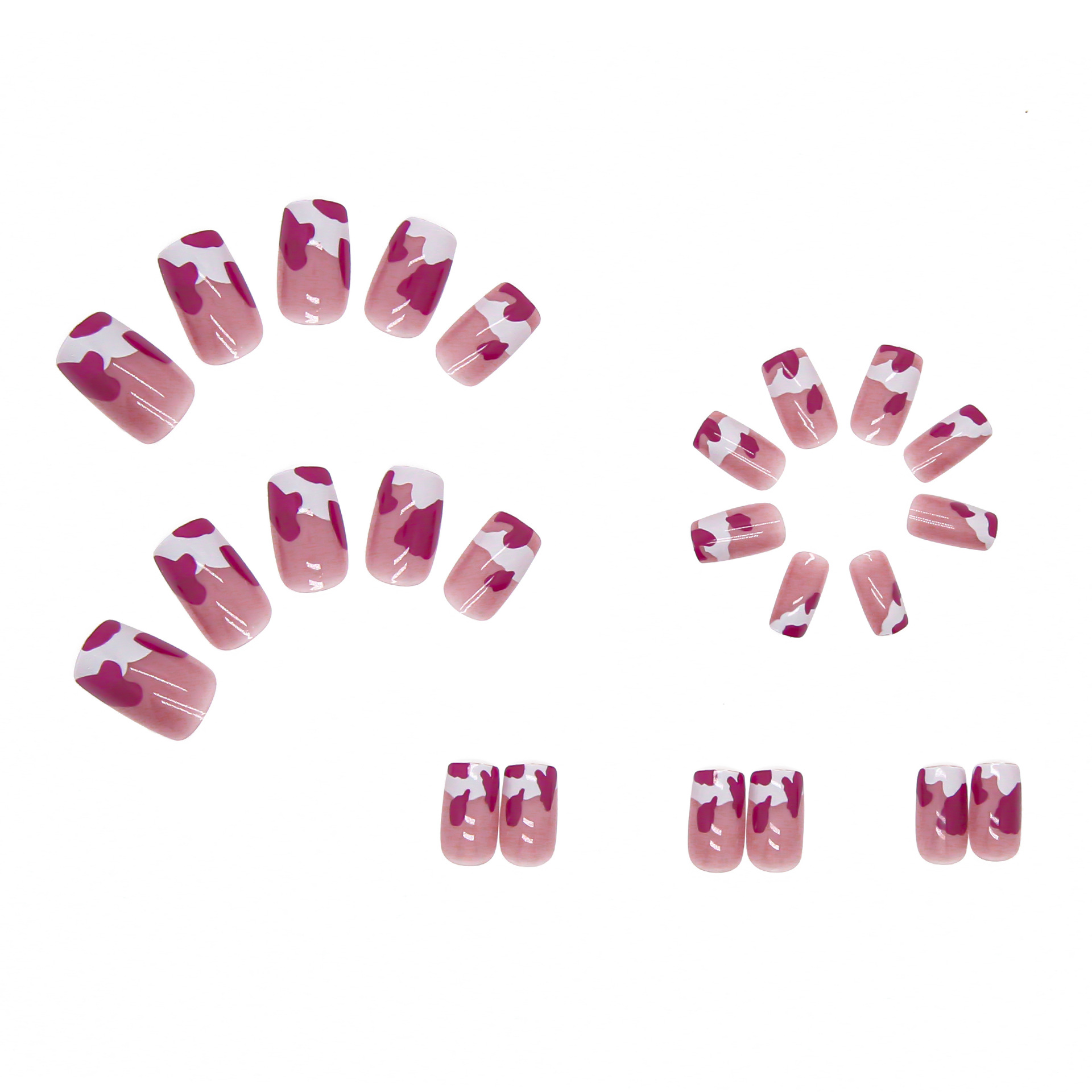 24pcs wearable fake nails raspberry cow pattern removable nail stickers wearable nails finished manicure