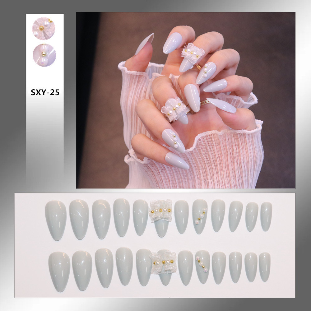 24PCS Nail Pieces Finished Fake Nail Patches Long Removable Nail Pieces