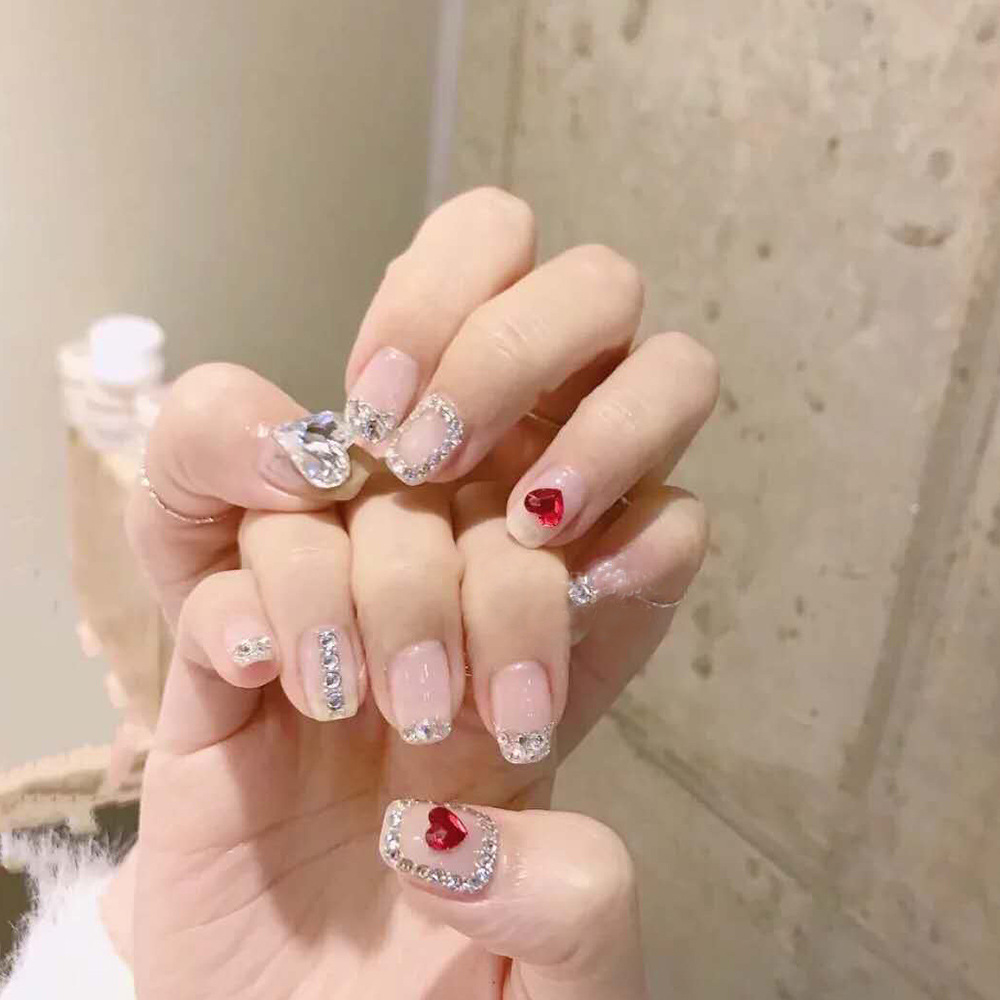 24PCS Nail Art Patch Finished Fake Nail Pieces Removable
