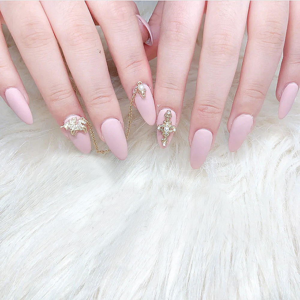 24PCS manicure patch finished fake nail piece removable fresh milky white