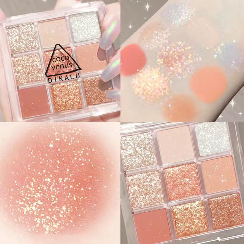 9 Color Eyeshadow Palette Pressed Matte GlitterWaterproof Long-lasting Eyeshadow Pigment Diamond Shimmer eye Pigment Makeup