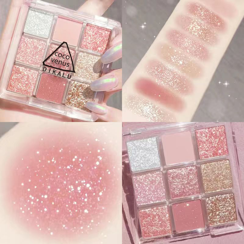 9 Color Eyeshadow Palette Pressed Matte GlitterWaterproof Long-lasting Eyeshadow Pigment Diamond Shimmer eye Pigment Makeup