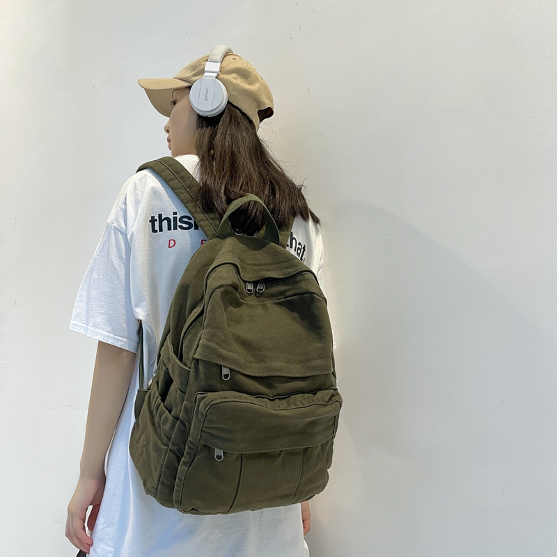 Women Cotton Canvas Cute Student Bookbag Travel Backpack Fashion Rucksack for Teen Girls School Bag Kids Gift