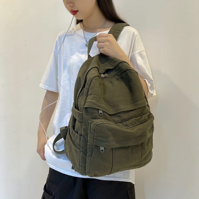 Women Cotton Canvas Cute Student Bookbag Travel Backpack Fashion Rucksack for Teen Girls School Bag Kids Gift