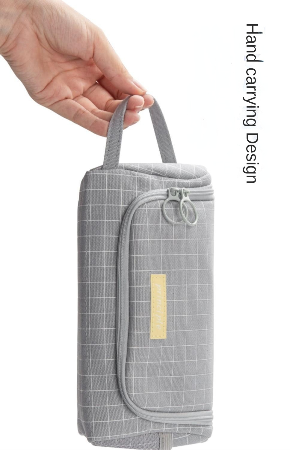 Portable Student Large-capacity Cute Girl Heart Korean Version of Double-sided Canvas Stationery Storage Bag Pencil Case