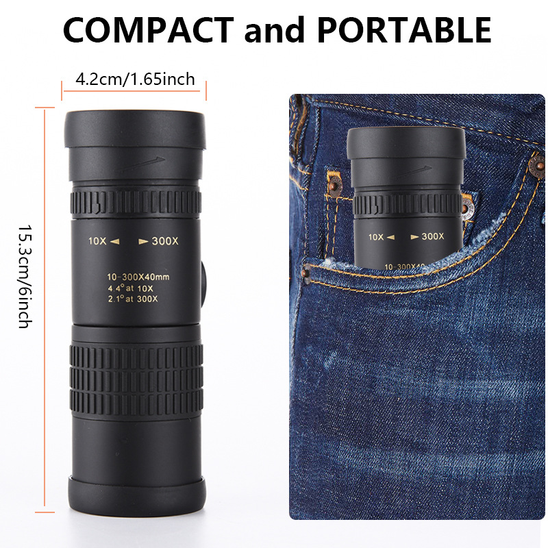 Zoom 10-300x40 telescopic high power monocular telescope mobile phone photo outdoor men's gift