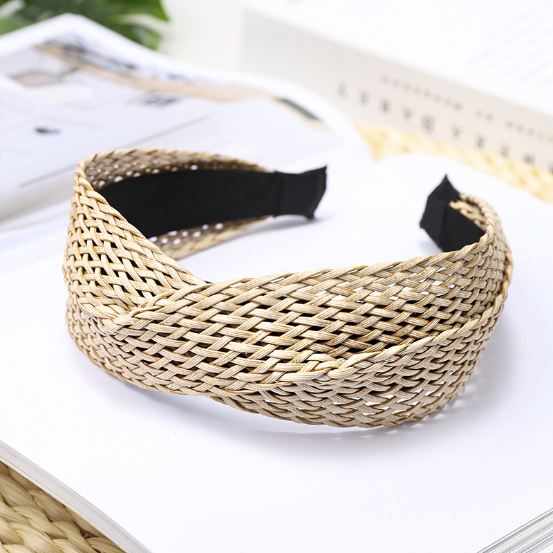 Knitted hair band headwear Sweet beauty Versatile wide edge pastoral style headband Creative wide edge woven fabric hair accessories