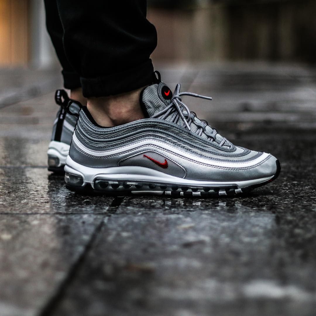 Air max 97 silver hotsell bullet material