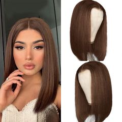 Straight Bob Short Wig Middle Shoulder Length Daily Wig Party Wigs for Women - H04 Light Brown one size