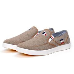 Men’s Canvas Slip on Sneakers | Low Rise Casual Fashion Round Toe with Cushioned Collar Casual Vulcanized Skateboard Shoes - 156 Brown 43