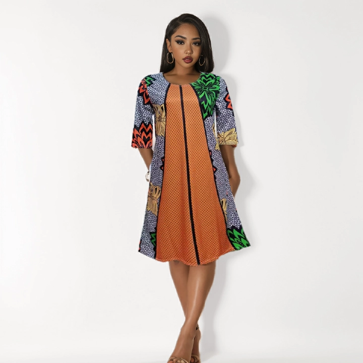 Women New Style Dresses Fashion Ladies Casual loose  Summer Dress Short Sleeve  Printing Charming Dress for Commute &Vacation & Party LH308